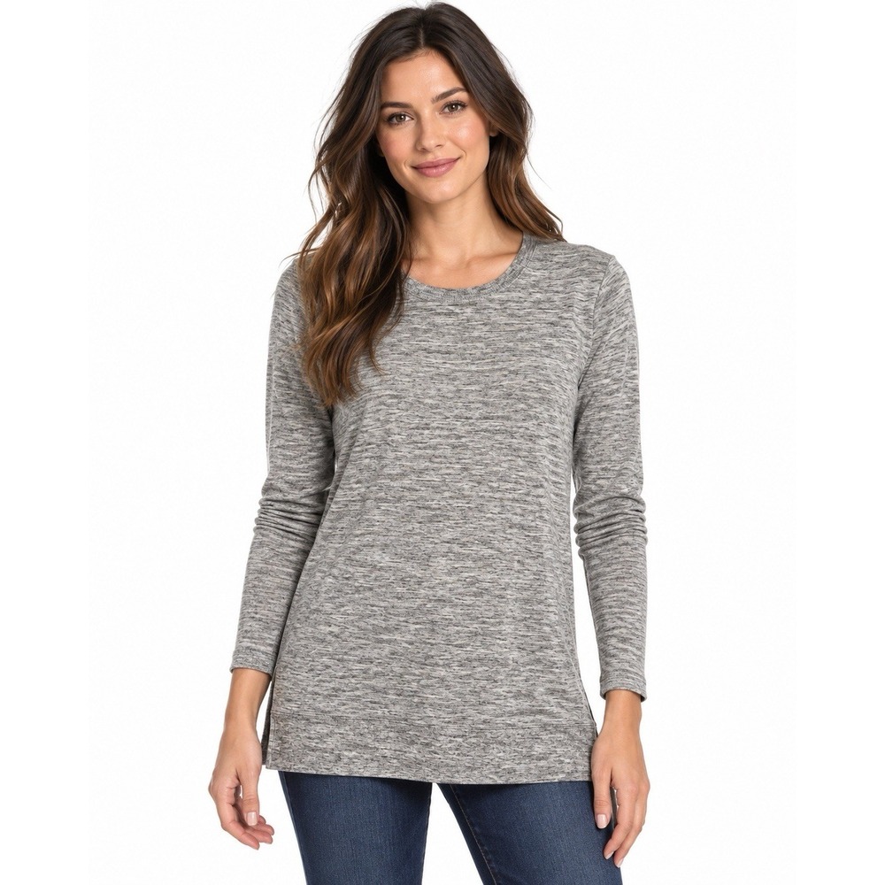 Daily Ritual Womens Large Gray Heather Long Sleeve Tunic Stretch Modal Cotton